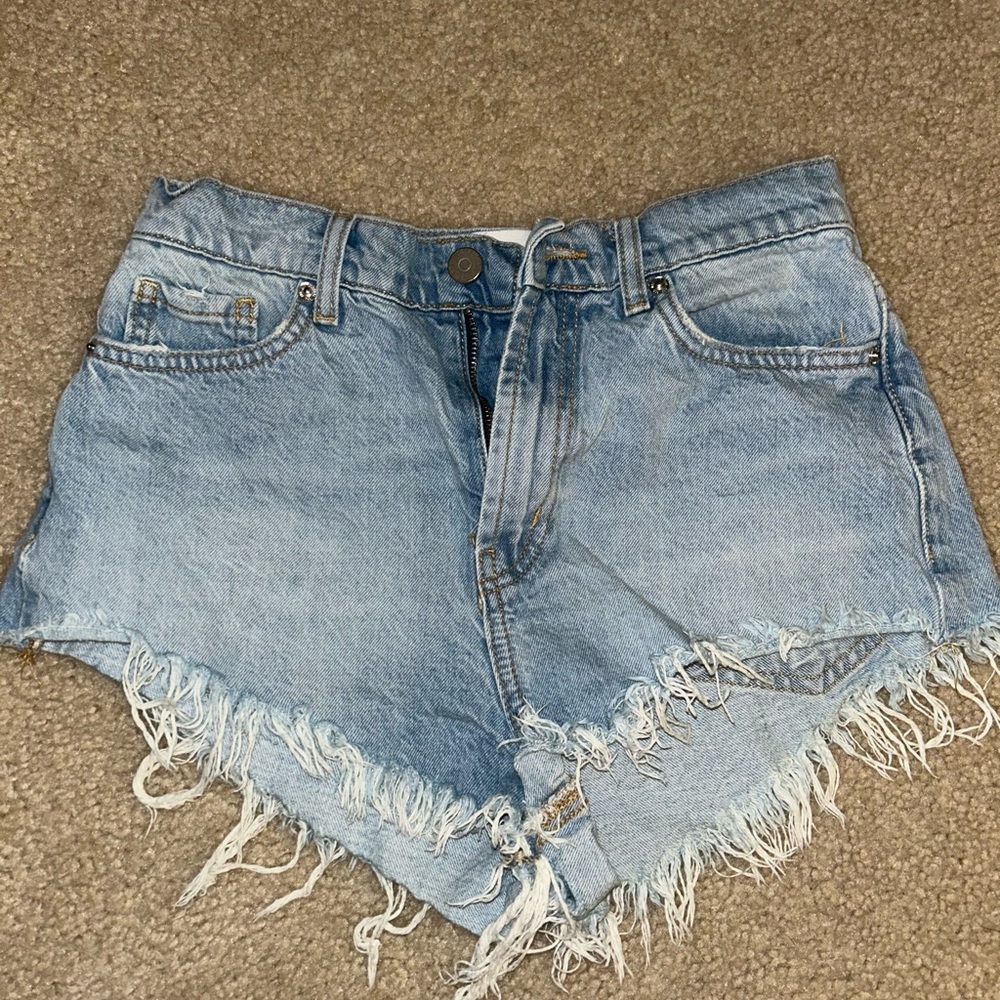BDG Blue Jean Shorts with Distressed Hem